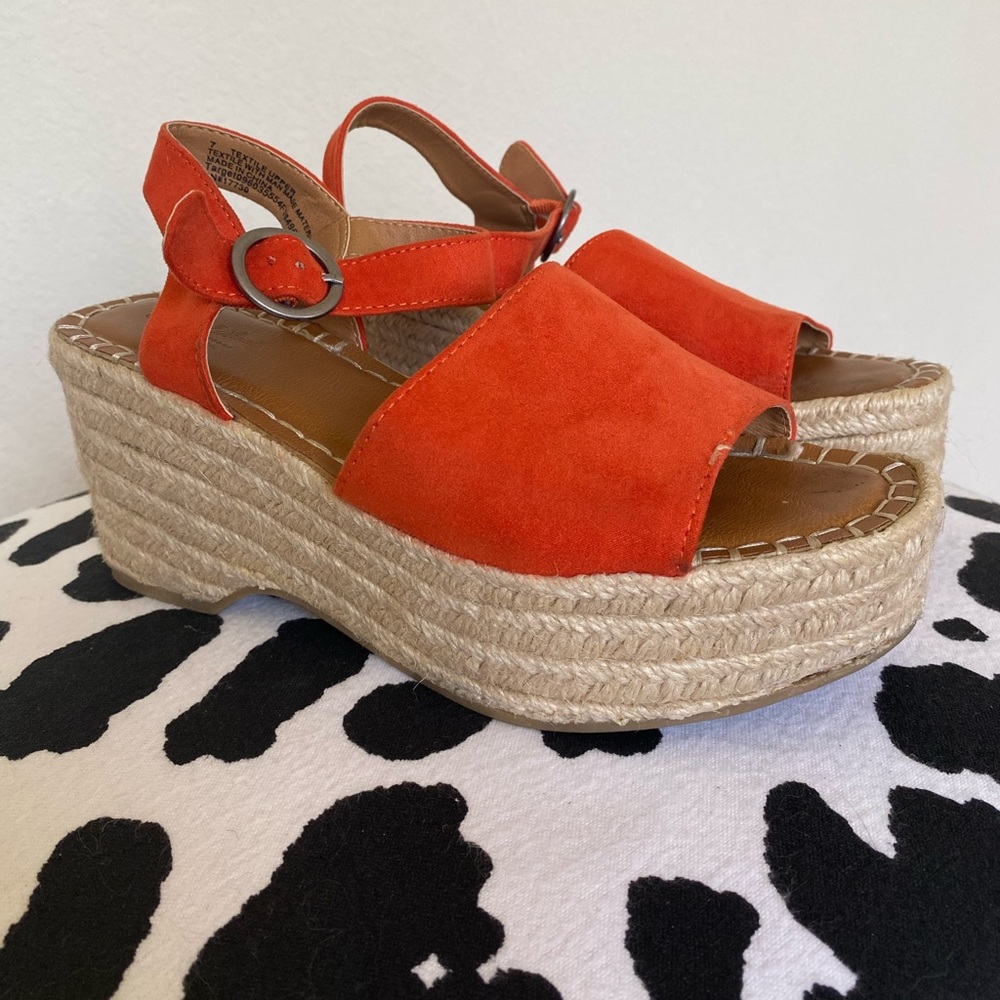 Orange Universal Thread Espadrille Platform Sanda… - image 1